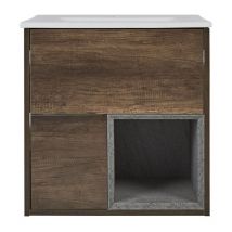 Milano Bexley - Dark Oak 610mm Bathroom Vanity Unit with Basin - With LED Light