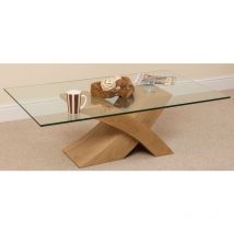 Modern Furniture Direct - Milano Glass and Wood Coffee Table for Living Room