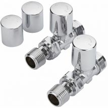 Milano - 15mm Modern Chrome Straight Heated Towel Rail Radiator Valves - Pair