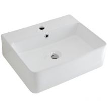 No Brand - Milano Farington - Modern 520mm x 420mm White Ceramic Rectangular Countertop Wall Mounted Hung Bathroom Basin Sink - Basin Only