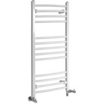 Milano Ive - Modern White Dual Fuel Electric Curved Bar Heated Towel Rail Radiator - 1000mm x 498mm