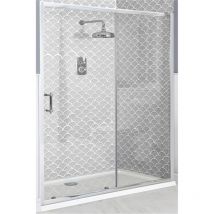 Langley - Traditional Chrome Reversible Sliding Door Shower Enclosure with White Tray and Fast Flow Waste - 1000mm x 760mm - Milano