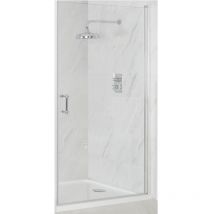 Langley - Traditional Chrome Walk In Wet Room Hinged Door Frameless Shower Enclosure and White Tray with Fast Flow Waste - 1000mm x 1000mm - Milano