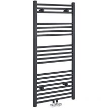 Milano - Neva - Modern Anthracite Central Connection Heated Towel Rail Radiator - 1188mm x 500mm
