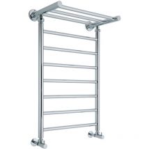 Milano - Pendle - Traditional Chrome Ladder Style Heated Towel Rail Radiator with Heated Shelf - 794mm x 532mm