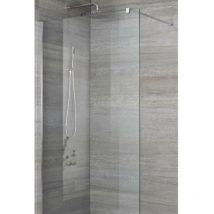 Portland - 1200mm Chrome Recessed Walk In Wet Room Shower Enclosure Screen Profile and Support Arm - 250mm Corner Shower Drain - Milano