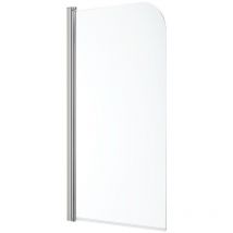 Milano Portland - 1400mm x 800mm Bathroom Bath Shower Glass Screen with Chrome Profile - Curved Top Screen