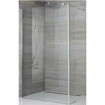 Portland - 900mm Chrome Recessed Walk In Wet Room Shower Enclosure Screen&44 Return Panel&44 Profile and Support Arm - 200mm Tile Insert Square