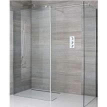 Milano - Portland - Chrome Corner Walk In Wet Room Shower Enclosure with Two 800mm Screens&44 Return Panel and Support Arms - 800mm Tile Insert