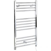 Kent Electric - Modern Chrome Straight Bar Heated Towel Rail Radiator - 1000mm x 400mm - Milano