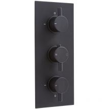 No Brand - Milano Nero – Modern 3 Outlet Triple Diverter Thermostatic Concealed Mixer Shower Valve - Black