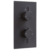 Milano Nero – Modern 2 Outlet Twin Diverter Thermostatic Concealed Mixer Shower Valve - Black