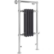 Elizabeth - Traditional 930mm x 452mm Electric Heated Towel Rail Radiator with Cast Iron Style Insert - Chrome and Anthracite - Milano