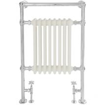 No Brand - Milano Elizabeth - Traditional 930mm x 620mm Heated Towel Rail Radiator with Cast Iron Style Insert - Chrome & White