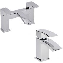 No Brand - Milano Wick - Modern Bathroom Mono Basin Mixer Tap and Bath Filler Tap Set – Chrome
