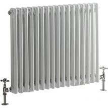 Milano - Windsor - Traditional White Cast Iron Style Double Column Horizontal Radiator - 600mm x 785mm