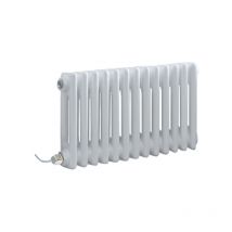 Windsor - Traditional White 300mm x 605mm Cast Iron Style Horizontal Double Column Electric Radiator - Touchscreen Wi-Fi Thermostat - Milano