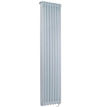 Milano - Windsor - Traditional White 1500mm x 380mm Cast Iron Style Vertical Double Column Electric Radiator with Wi-Fi Thermostat - Chrome Cable