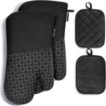 MILcea Ofenhandschuhe Hitzebeständige 300°C Topflappen & Ofenhandschuhe 4er Set Topfhandschuh Dutch Oven Mitts Ofenhandschuhe Ofen Handschuhe