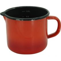 Milchtopf 'Rom' 12 cm Emaille rot, geflammt