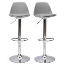 Miliboo Barhocker Hellgrau (2er-Set) – Höhenverstellbar – Polypropylen – Verchromter Stahl – L38.5 x P40 x H80.5-102 cm