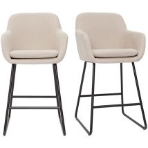 Barhocker beiger Stoff mit Samteffekt H65 cm 2er-Set amika