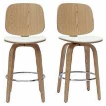 Design-barhocker Drehbar Weiß Und Helles Holz H66 Cm (2er-set) Beck