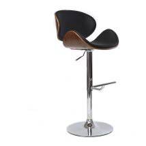 Design-Barhocker Schwarz und Holz walnut