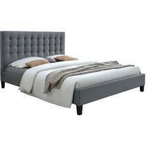 Design-Bett gepolstert Stoff Hellgrau 160 x 200 cm danae