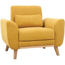 Design-Sessel Stoff Gelb und Füße Eiche ektor
