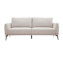 Miliboo - Design-Sofa mit Stoff im Samtdesign Beige 3-Sitzer mosco