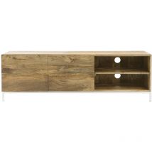 Miliboo - Design-TV-Möbel Mangoholz und Metall Weiß 145 cm boho
