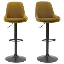 Höhenverstellbare Design-Barhocker bronzefarbener Samt (2er-Set) HOLO