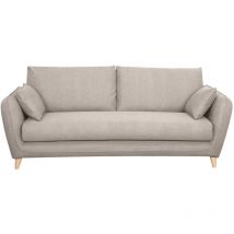 Skandinavische Schlafcouch beige mit Matratze Dicke 10 cm 3-Sitzer creep