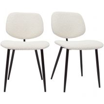 Miliboo - Stühle Aus Weißem Stoff Mit Bouclé-wolleffekt Und Schwarzem Metall (2er-set) Tobias