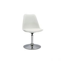 Miliboo Drehsessel STEEVY V2 – Weißer Designstuhl mit Chromstahl – Sitzfläche 46x42x46 cm – Rückenlehne 42 cm – 25 kg/m³ Dichte
