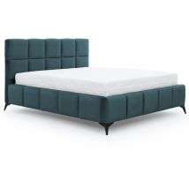 Millie - lit coffre - 160x200 cm - sommier inclus - en velours - bleu canard