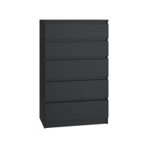 Hucoco - milán Cómoda contemporánea para dormitorio/salón/oficina 40x70x109.5 5 cajones deslizantes Unidad de almacenamiento Armario