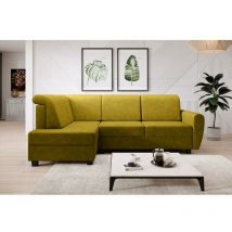 Romano - Milo Left Hand Facing Fabric Corner Sofa Bed - Mustard