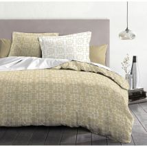 Parure de couette 3 pieces coton 57 fils beige 220 x 240 cm - milonga