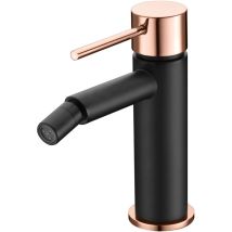 Imex Bidet-einhebelmischer Aus Messing Matt Schwarzer Und Rosegoldener Oberfläche Keramikkartusche Ø26 Mm Flexible Anschlussschläuche 3-8 Modell Milos