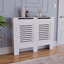 Home Discount - Milton Radiator Cover mdf Modern Cabinet Slatted Grill, White, Medium