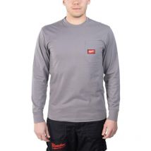 Milwaukee - langarm-t-shirt mit tasche – hellgrau wtlsgr-xl