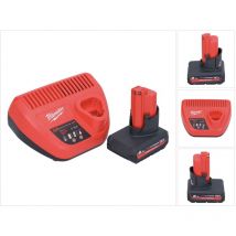 Milwaukee - M12 HNRG-501 Akku Starter Set HB5 High Output 12 v 5,0 Ah / 5000 mAh Li-Ion Akku ( 4932480165 ) + M12-C12C Ladegerät