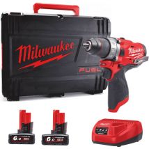 Milwaukee - M12FDD-602X 12V Fuel Sub Compact Cordless Drill Kit - 2 x M12B6 Batteries, C12C Charger & Dynacase 4933459821