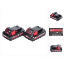 Milwaukee - Set M18 HB3 High Output: 2x Batteries 3,0Ah 18V Li-Ion avec indicateur de charge (2x 4932471069)