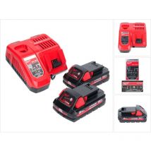 Milwaukee - Set M18 NRG-301 High Output: 2x Batteries 3,0Ah18V Li-Ion ( 2x 4932471069) + Chargeur M12-18FC (4932451079)
