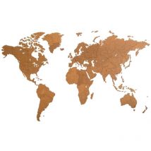 Mimi Innovations - Décoration carte du monde mural Bois Marron 280x170cm