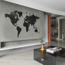 Mappa Del Mondo Murale Per Decorazione Murale 280x170cm Nero