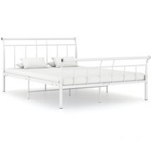 Minkurow - Furniture Limited - Cadre de lit sans matelas blanc métal 140x200